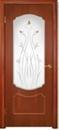Дверь Натали ПВХ орех миланский стекло художественное белое Дверная Линия