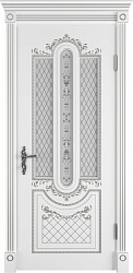 Дверь Alexandria Polar PS патина серебро Стекло Ромб матовое с рисунком эмаль Classic Luxe ВФД