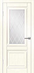 Дверь 108 ПВХ ясень белый стекло Ромб белое Дверная Линия