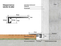 Микроплинтус алюминий Серебро анодированное Micro 19 ARM Laconistiq