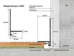 Микроплинтус алюминий Шампань анодированное L-MAX 35.6 Laconistiq
